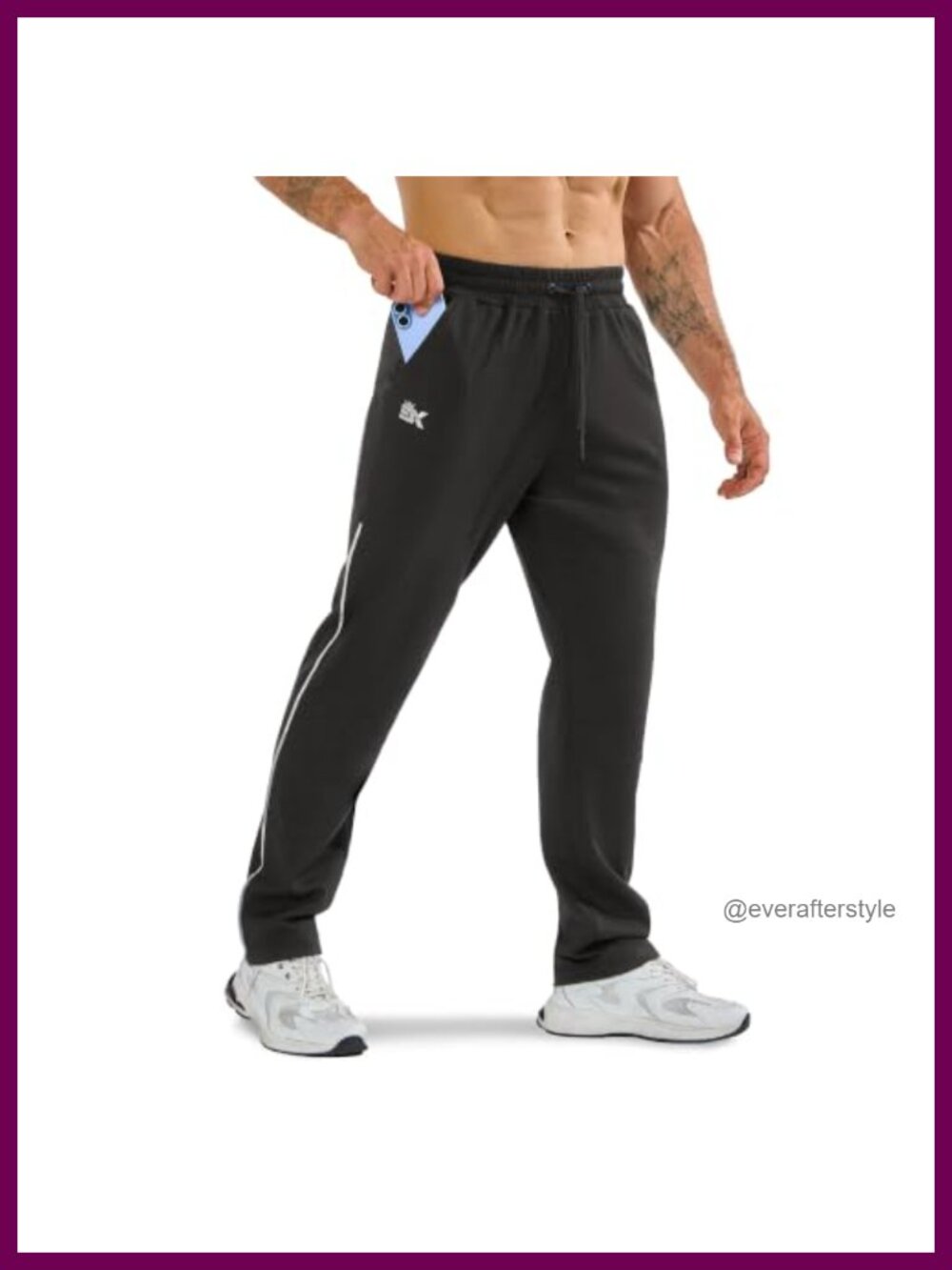 Men's Cotton Blend Jogger Sweatpants Tapered Leg Zip Pocket Gym Workout